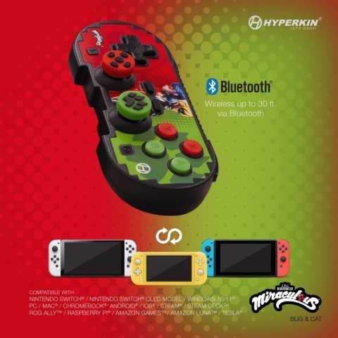 No name Hyperkin Pixel Art Zielony, Czerwony Bluetooth Gamepad Nintendo Switch, Nintendo Switch Lite, Nintendo Switch OLED