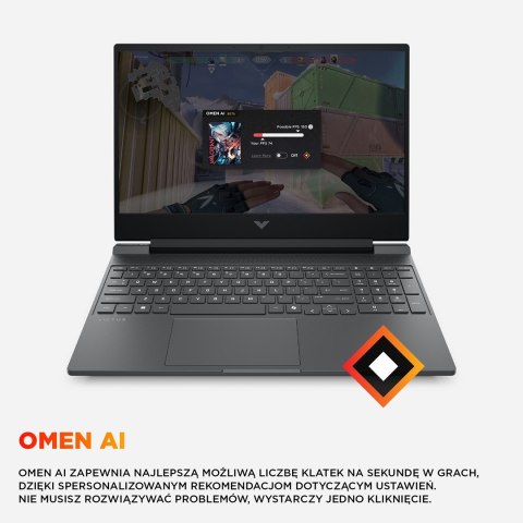 Hewlett-Packard HP Victus 15-fb3231nw Ryzen 7 7445HS 15,6"FHD IPS 144Hz 300nits AG 16GB DDR5 5600 SSD512 RTX4050_6GB Cam 720p 70Wh Win11 Gray 2Y