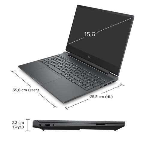 Hewlett-Packard HP Victus 15-fb3231nw Ryzen 7 7445HS 15,6"FHD IPS 144Hz 300nits AG 16GB DDR5 5600 SSD512 RTX4050_6GB Cam 720p 70Wh Win11 Gray 2Y