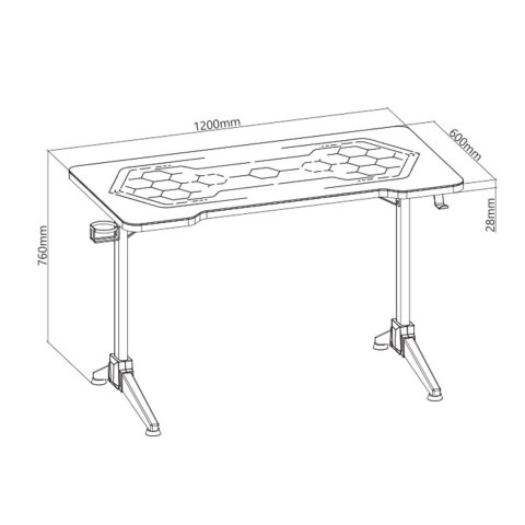Maclean Biurko gamingowe RGB Led NanoRS, czarne, duże, 100kg max, wysokość 760mm, RS163