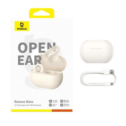 Baseus Słuchawki powietrzne Baseus Bass 15 Clip Open-Ear (biały)