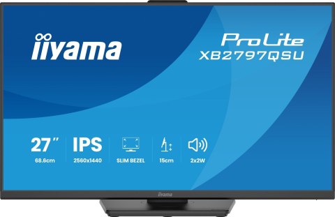 IIYAMA Iiyama ProLite XB2797QSU-B1 monitor komputerowy 68,6 cm (27") 2560 x 1440 px Quad HD LED Czarny