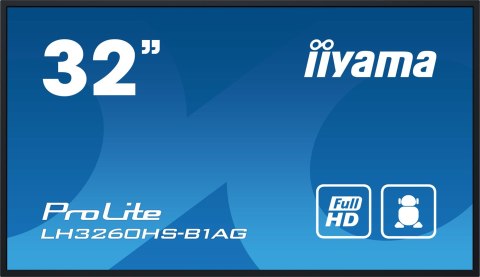IIYAMA Monitor wielkoformatowy iiyama LH3260HS-B1AG A 80cm (31.5") LED Wi-Fi 500 cd/m2 Full HD Android 11 24/7 Czarna