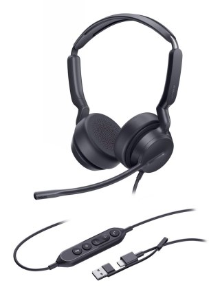 Yealink Yealink UH42 Dual UC USB-C/A Zestaw słuchawkowy Przewodowa Opaska na głowę Połączenia/muzyka USB Type-C / USB Type-A Czarny