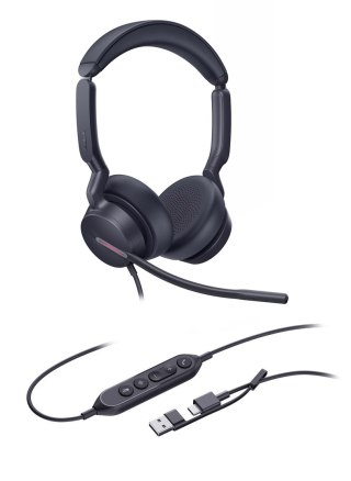 Yealink Yealink UH46 Dual UC USB-C/A Zestaw słuchawkowy Przewodowa Opaska na głowę Biuro/centrum telefoniczne USB Type-C / USB Type-A Cz