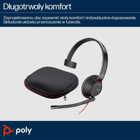 Hewlett-Packard Poly Blackwire 5210 Monaural USB-C Headset +3.5mm Plug +USB-C/A Adapter (Bulk)