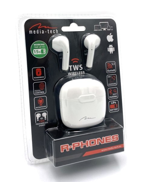 Media tech Słuchawki Media tech MT3589W (douszne; Bluetooth; z wbudowanym mikrofonem; kolor czarny
