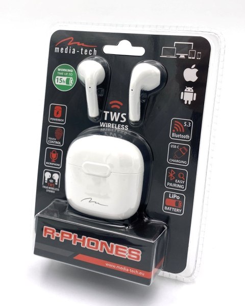 Media tech Słuchawki Media tech MT3589W (douszne; Bluetooth; z wbudowanym mikrofonem; kolor czarny