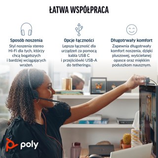 POLY POLY Zestaw słuchawkowy Blackwire 3320 Stereo USB-C z certyfikatem Microsoft Teams + przejściówka USB-C/A