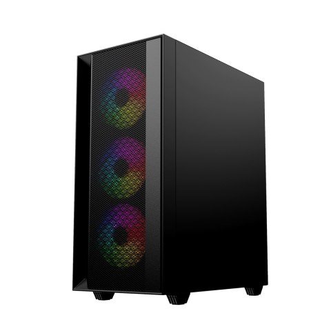 GEMBIRD GEMBIRD OBUDOWA FORNAX 4000 MIDI-TOWER (2X USB 3.0, 1X USB 2.0, HD AUDIO, SZKLANY PANEL BOCZNY, PODŚWIETLENIE ARGB) CZARNA