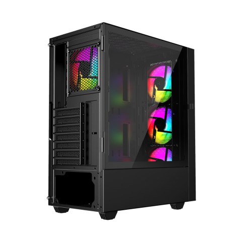 GEMBIRD GEMBIRD OBUDOWA FORNAX 4000 MIDI-TOWER (2X USB 3.0, 1X USB 2.0, HD AUDIO, SZKLANY PANEL BOCZNY, PODŚWIETLENIE ARGB) CZARNA