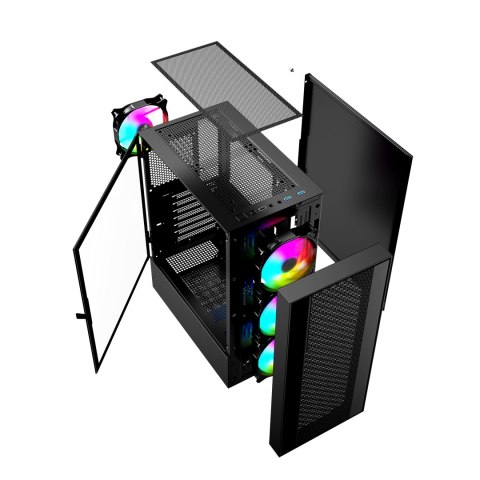GEMBIRD GEMBIRD OBUDOWA FORNAX 4000 MIDI-TOWER (2X USB 3.0, 1X USB 2.0, HD AUDIO, SZKLANY PANEL BOCZNY, PODŚWIETLENIE ARGB) CZARNA