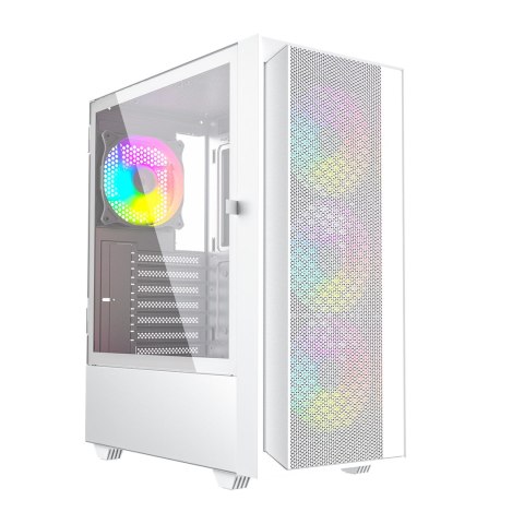 GEMBIRD GEMBIRD OBUDOWA FORNAX 4000W MIDI-TOWER (2X USB 3.0, 1X USB 2.0, HD AUDIO, SZKLANY PANEL BOCZNY, PODŚWIETLENIE ARGB) BIAŁA