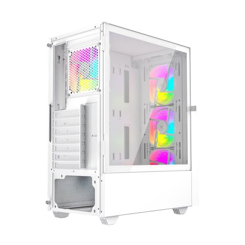 GEMBIRD GEMBIRD OBUDOWA FORNAX 4000W MIDI-TOWER (2X USB 3.0, 1X USB 2.0, HD AUDIO, SZKLANY PANEL BOCZNY, PODŚWIETLENIE ARGB) BIAŁA