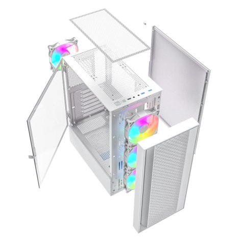 GEMBIRD GEMBIRD OBUDOWA FORNAX 4000W MIDI-TOWER (2X USB 3.0, 1X USB 2.0, HD AUDIO, SZKLANY PANEL BOCZNY, PODŚWIETLENIE ARGB) BIAŁA