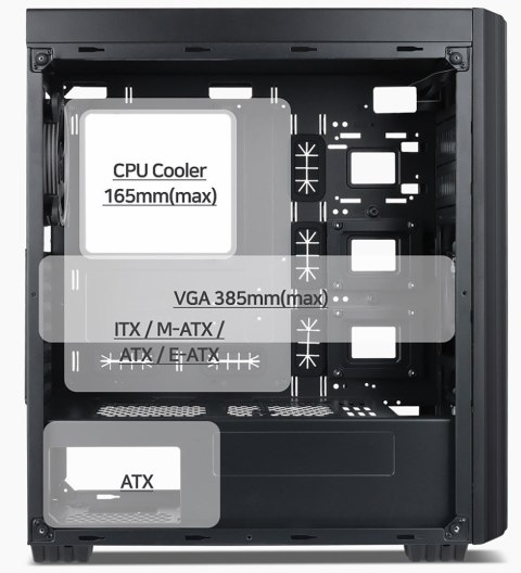 GEMBIRD GEMBIRD OBUDOWA FORNAX K500 MIDI-TOWER (2X USB 3.0, 1X USB TYP-C, CZYTNIK KART, HD AUDIO) CZARNA