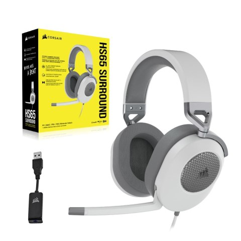 Corsair Corsair HS65 SURROUND Zestaw słuchawkowy Przewodowa Ręczny Gaming Biały