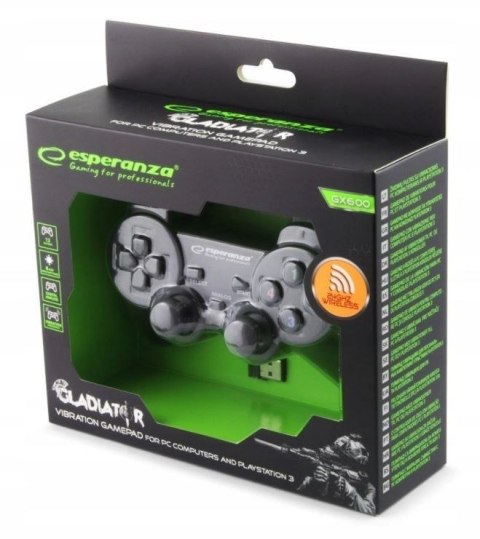 Esperanza Gamepad bezprzewodowy Esperanza EGG108K (PC, PS3; kolor czarny)