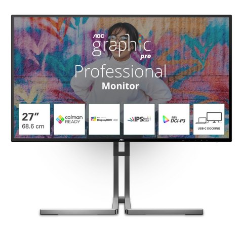 AOC AOC U27U3CV monitor komputerowy 68,6 cm (27") 3840 x 2160 px 4K Ultra HD LCD Czarny