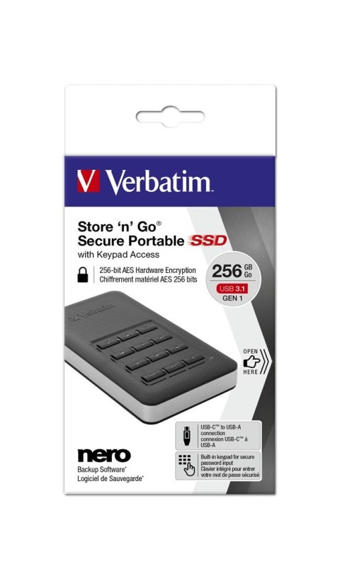 Verbatim Verbatim Store'n'Go 256 GB USB Type-C 3.2 Gen 1 (3.1 Gen 1) Czarny, Srebrny