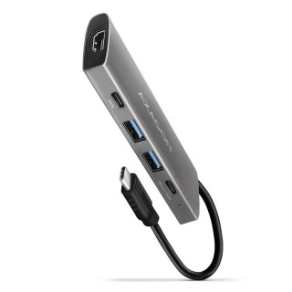 AXAGON Axagon HMC-5G2 stacja dokująca USB 3.2 Gen 2 (3.1 Gen 2) Type-C Szary