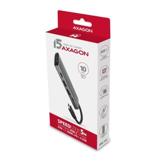 AXAGON Axagon HMC-5G2 stacja dokująca USB 3.2 Gen 2 (3.1 Gen 2) Type-C Szary