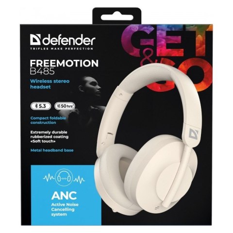 Defender DEFENDER SŁUCHAWKI BLUETOOTH FREEMOTION B485 ANC BEŻOWE 63486