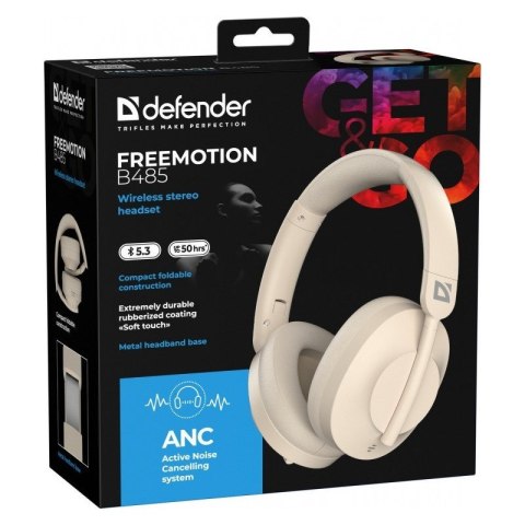 Defender DEFENDER SŁUCHAWKI BLUETOOTH FREEMOTION B485 ANC BEŻOWE 63486