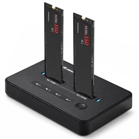 Qoltec QOLTEC STACJA DOKUJĄCA SSD M.2 NVME | PCIE | USB-C | 20GB/S | DUAL 2X8TB | KLONOWANIE OFFLINE