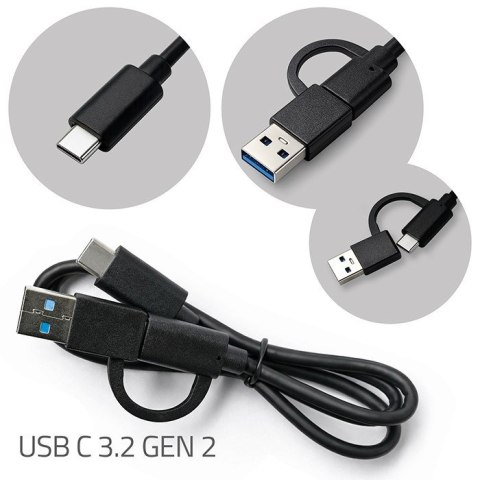 Qoltec QOLTEC STACJA DOKUJĄCA SSD M.2 NVME | PCIE | USB-C | 20GB/S | DUAL 2X8TB | KLONOWANIE OFFLINE