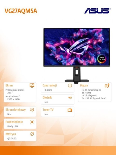 Asus Monitor 27 calI VG27AQM5A TUF DP 2HDMI SPK 0.3MS