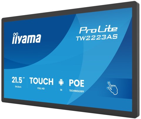 IIYAMA Iiyama TW2223AS-B3P signage display Interaktywny płaski panel 54,6 cm (21.5") Wi-Fi 450 cd/m2 Full HD Czarny Ekran dotykowy Proc