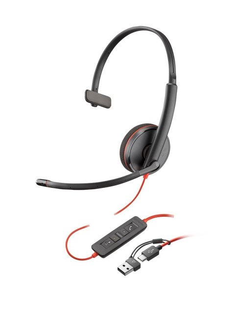 POLY POLY Zestaw słuchawkowy Blackwire 3225 Stereo USB-C + wtyczka 3,5 mm + przejściówka USB-C/A