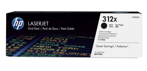 Hewlett-Packard HP 312X zestaw 2 oryginalnych, wysokowydajnych wkładów laserowych czarnych