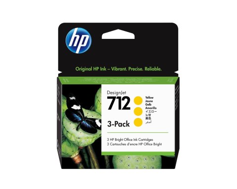 Hewlett-Packard HP Zestaw 3 żółtych wkładów atramentowych 712 DesignJet 29 ml