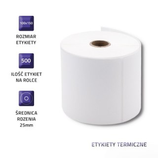 Qoltec Etykiety termiczne 100x150mm | 500 etykiet