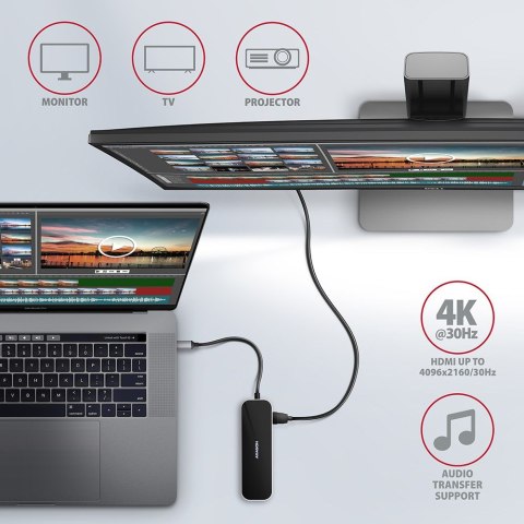 AXAGON Axagon HMC-6GL stacja dokująca USB 3.2 Gen 1 (3.1 Gen 1) Type-C Czarny, Szary