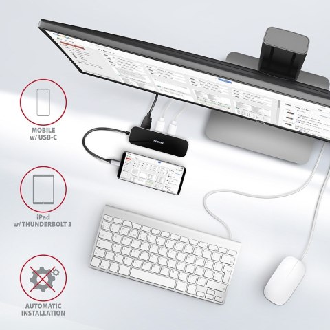 AXAGON Axagon HMC-6GL stacja dokująca USB 3.2 Gen 1 (3.1 Gen 1) Type-C Czarny, Szary