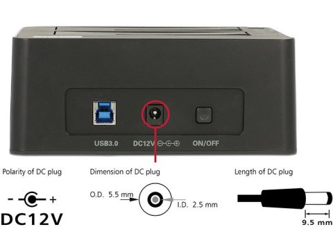 DELOCK DeLOCK 62661 stacja dokująca do dysków twardych USB 3.2 Gen 1 (3.1 Gen 1) Type-B Czarny