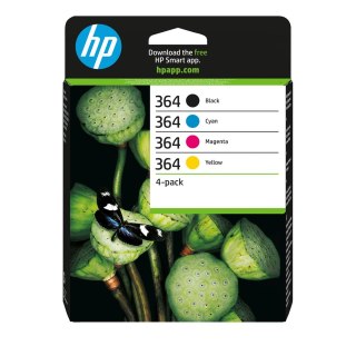 Hewlett-Packard HP 364 zestaw 4 oryginalnych wkładów atramentowych: czarny/błękitny/purpurowy/żółty