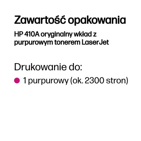 Hewlett-Packard HP 410A oryginalny wkład z purpurowym tonerem LaserJet