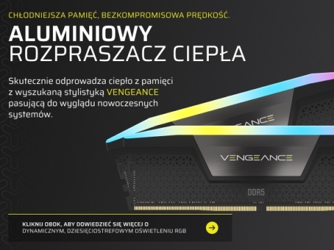 Pamięć Corsair Vengeance RGB, DDR5, 96 GB, 6000MHz, CL30 CMH96GX5M2B6000C30