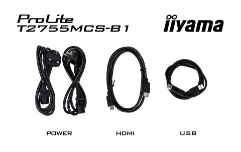 IIYAMA Iiyama ProLite T2755MSC-B1 monitor komputerowy 68,6 cm (27") 1920 x 1080 px Full HD LED Ekran dotykowy Blad Czarny
