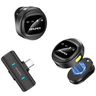 AWEI Mikrofon krawatowy MK3 Duo bezprzewodowy czarny