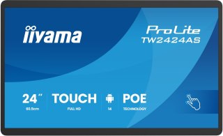 IIYAMA Iiyama TW2424AS-B3P signage display Interaktywny płaski panel 60,5 cm (23.8") Wi-Fi 450 cd/m2 Full HD Czarny Ekran dotykowy Proc