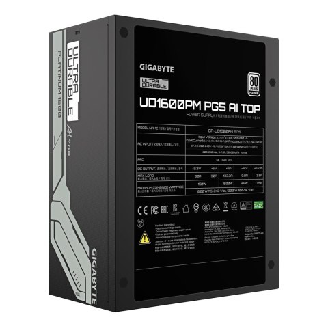 Gigabyte GIGABYTE UD1600PM PG5 AI TOP moduł zasilaczy 1600 W 20+4 pin ATX ATX Czarny