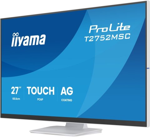 IIYAMA Iiyama ProLite T2752MSC-W1AG monitor komputerowy 68,6 cm (27") 1920 x 1080 px Full HD LCD Ekran dotykowy Biały