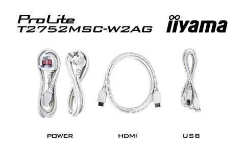 IIYAMA Iiyama ProLite T2752MSC-W1AG monitor komputerowy 68,6 cm (27") 1920 x 1080 px Full HD LCD Ekran dotykowy Biały