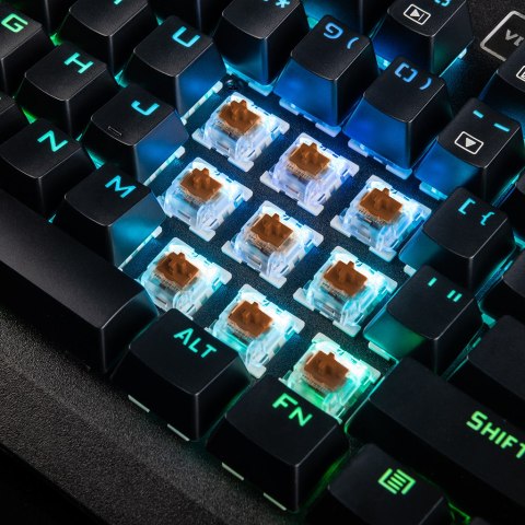 MODECOM VOLCANO HAMMER RGB PRZEWODOWA KLAWIATURA MECHANICZNA (Brązowy przełącznik Outemu) DE LAYOUT MODECOM