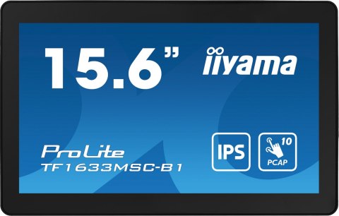 IIYAMA Iiyama ProLite TF1633MSC-B1 monitor komputerowy 39,6 cm (15.6") 1920 x 1080 px Full HD Ekran dotykowy Czarny